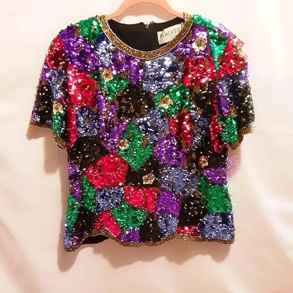 Black Tie Oleg Cassini Top L
